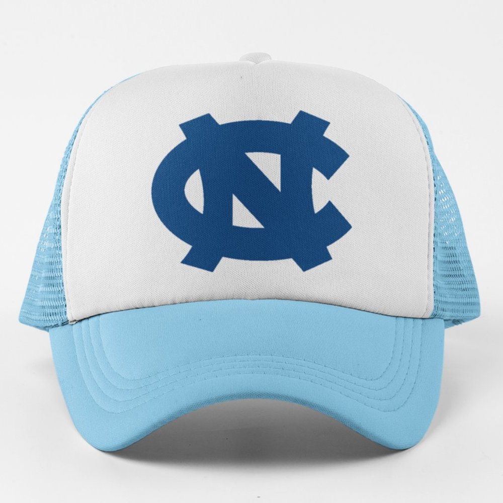 NEW Tar Heels NC Logo Foam Trucker Mesh Snapback Hat WHITE LIGHT BLUE